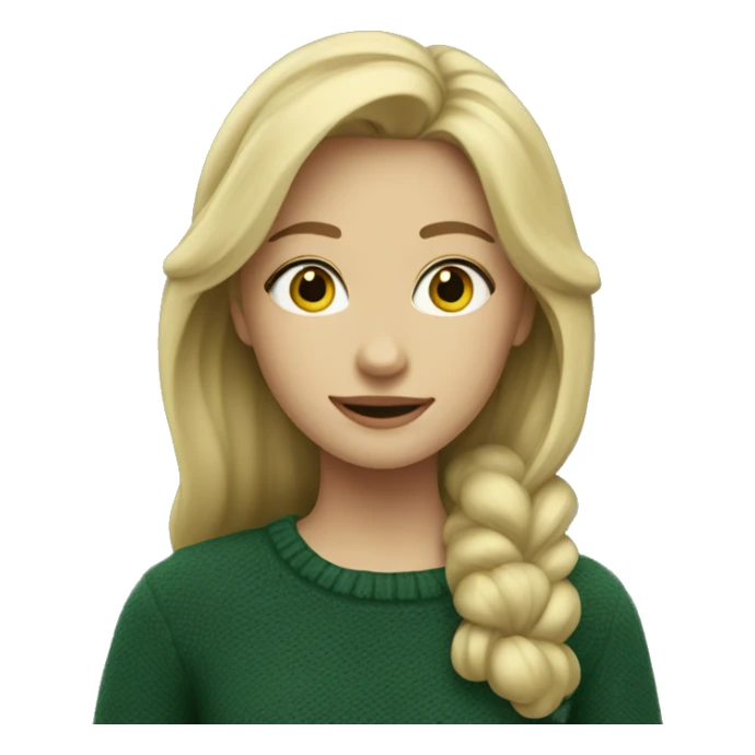 Blonde girl in hunter green sweater sticker