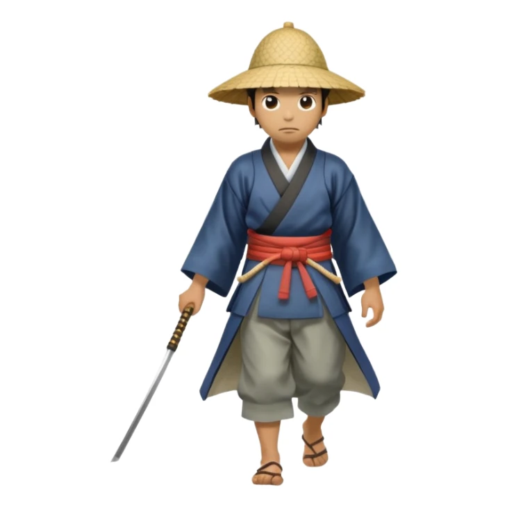 Samurais in Hat, Lone samurai in hat walking through mist sticker