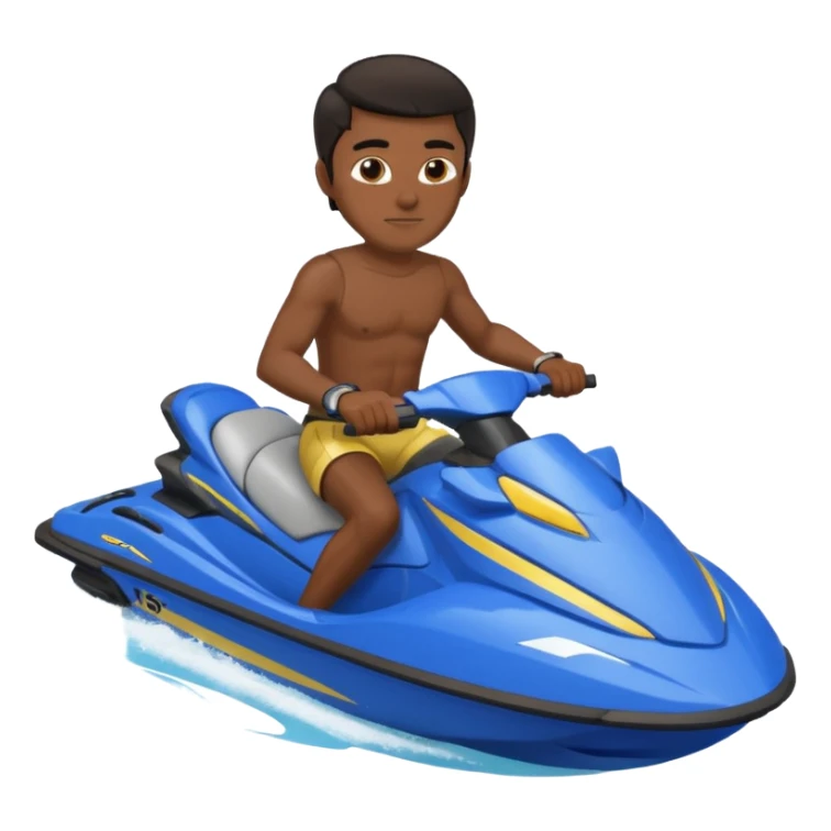 Dark male dark make on a blue jet ski no sunglasses sticker