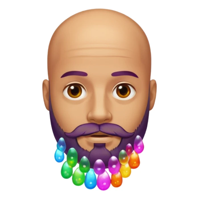 bald guy with beard made out of jellies sticker
