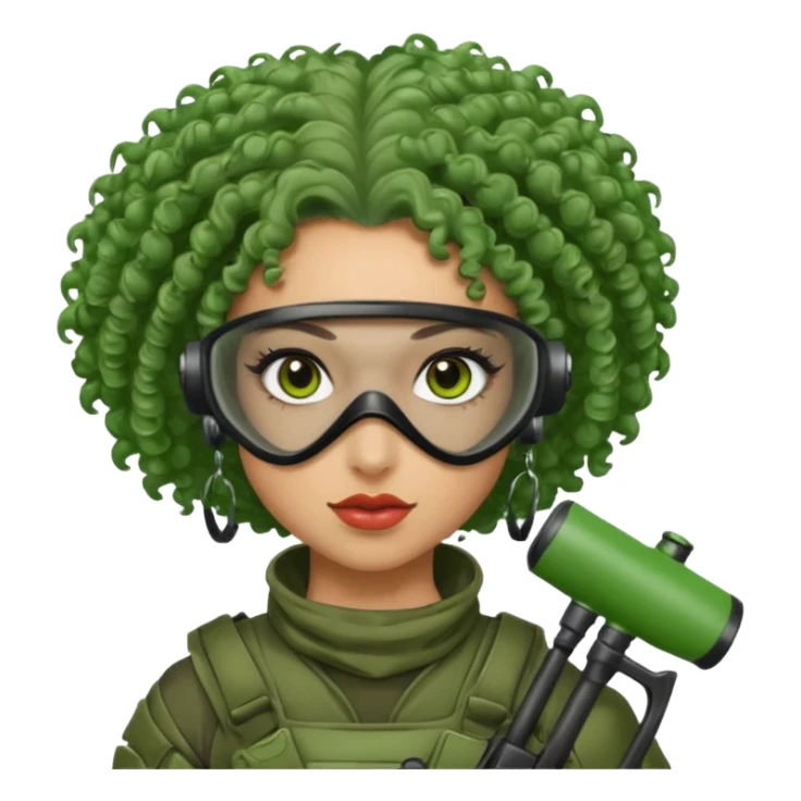 green curly haired painitball player with big earrings guy sticker