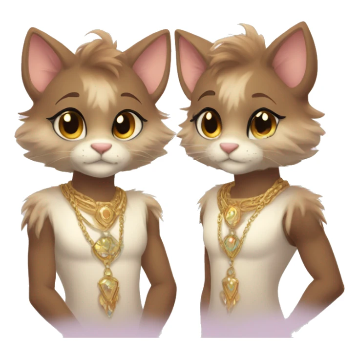 Furry, sparkle, iridescent, colorful, pastel, edgy, cool, fantasy beautiful, brown, beige, white, divine, godly, angelic, animal, anthro, full body, fursona, feline sticker