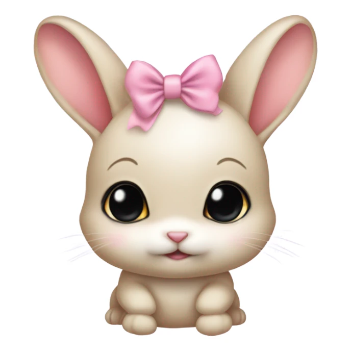 Baby bunny with coquette bow on ear sticker