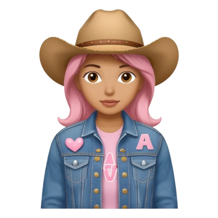 Cowgirl Jean jacket with soft pink letters sticker