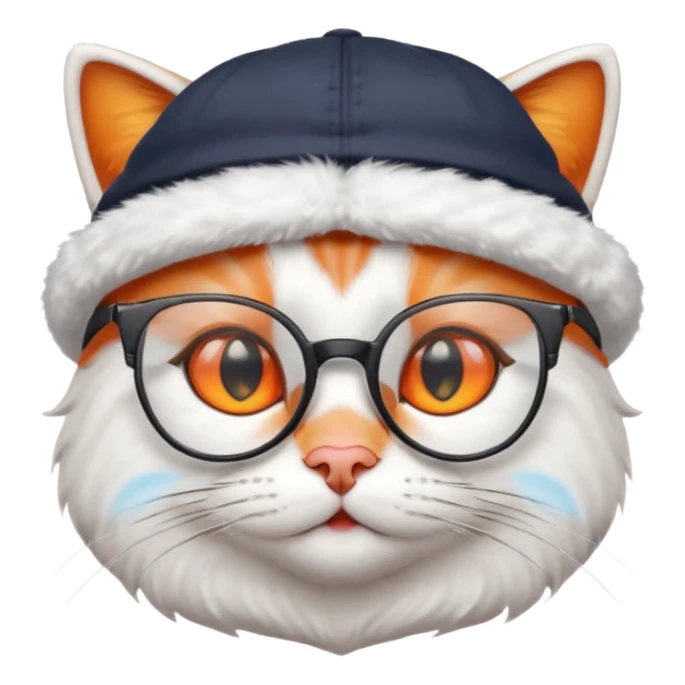 un chat avec des lunettes et une casquette sticker