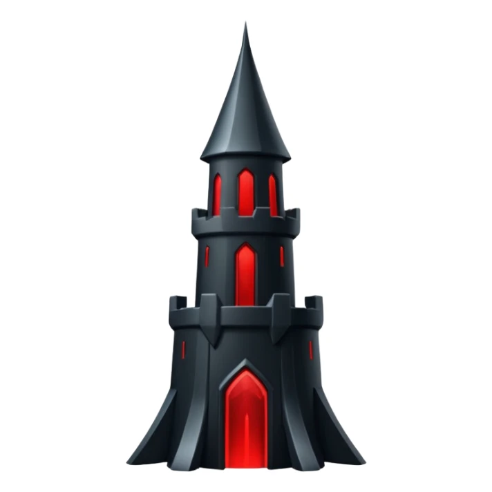 iOS sticker, dark fantasy tower, monochrome red, minimal sticker