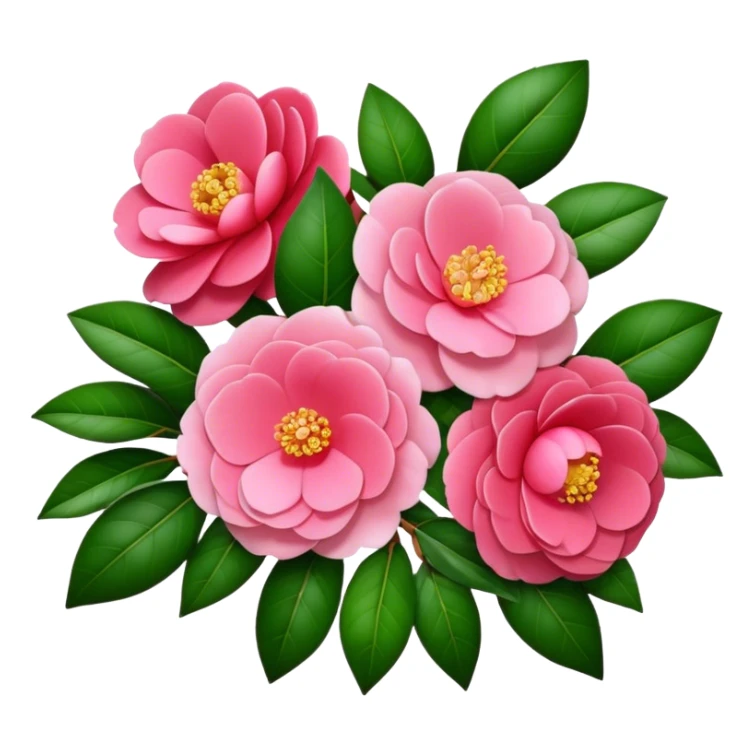 super big bouquet Camellia flower, stem, leaf sticker