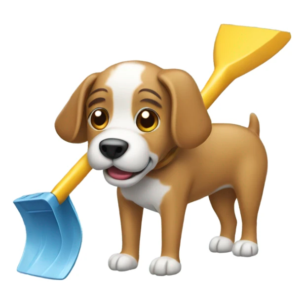 Dog with snow shovel sticker