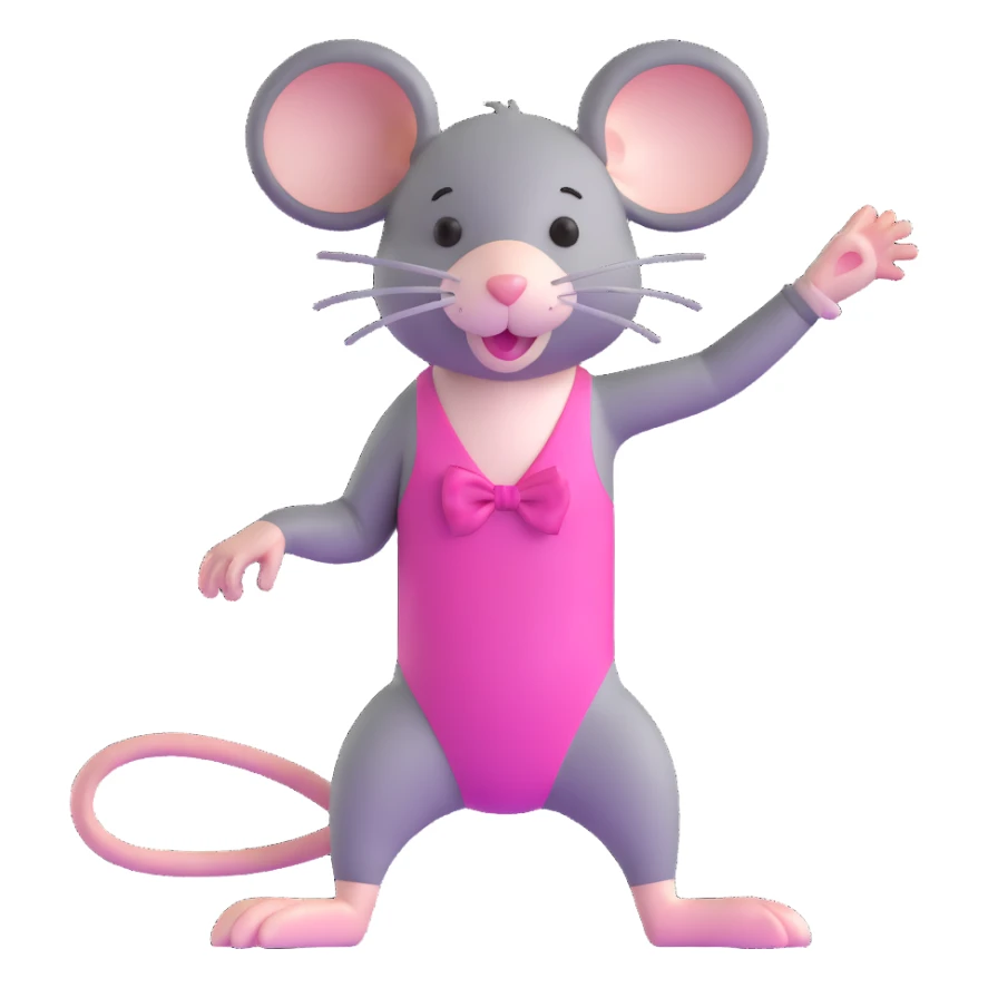 rat with a pink bow wearing a gymnastics leotard sticker