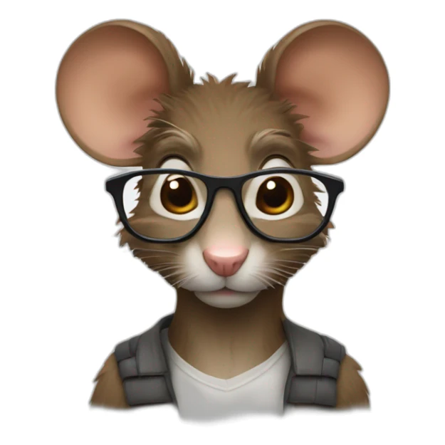 Un rat avec des lunettes et avec des cheveux bruns sticker