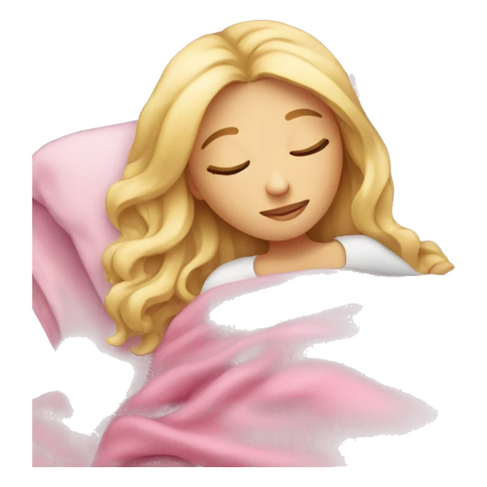 blonde girl sleeping on side with pink blanket sticker