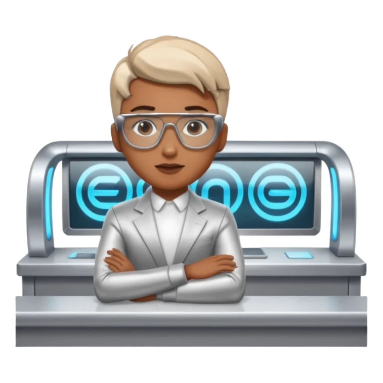 a counter with glasses and futurist, its a person  sticker