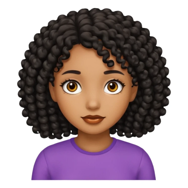 Girl with brown skin black curly hair sticker