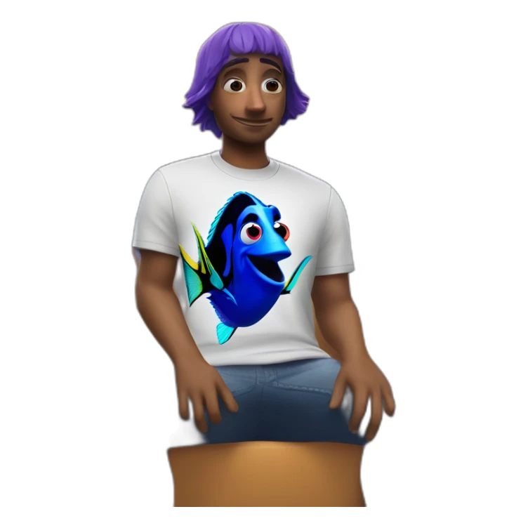 finding dory wearing fortnite t shirt sticker