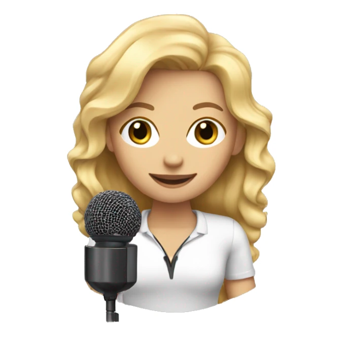 Blonde girl with podcast microphone sticker