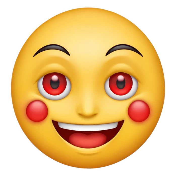 A smiling emoji with red eyes sticker