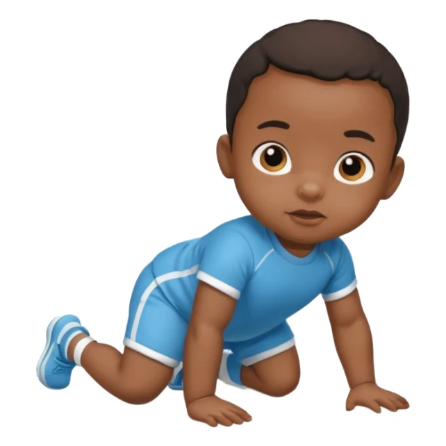 black baby crawling on the floor with baby sport clothes sticker