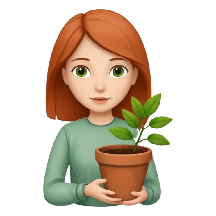 woman holding a flower pot sticker