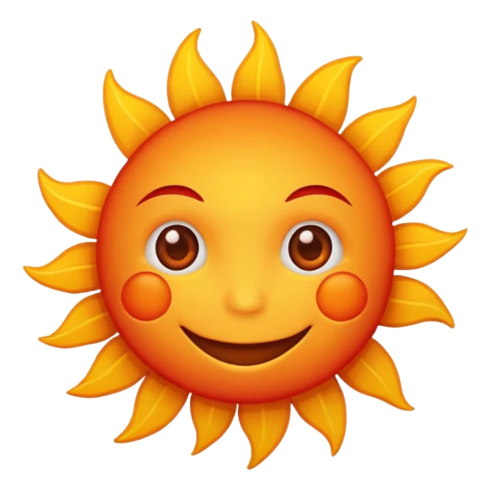 red sun emoji, simple and cute style sticker