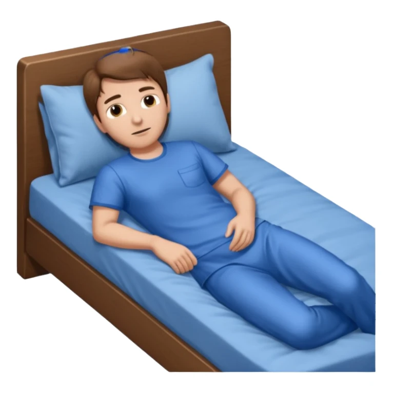 Um homem deitado,com o corpo inteiro ,deitado reto,mas com ele deitado na cama sticker