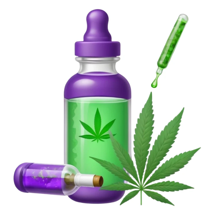 baby bottle with purple liquid and marijuana joint sticker