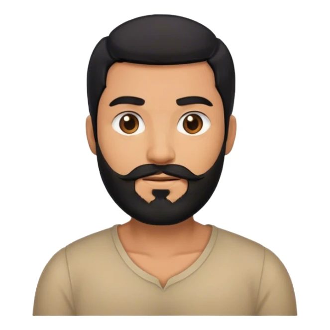 man with middle black hair, black beard, and rounded face sticker