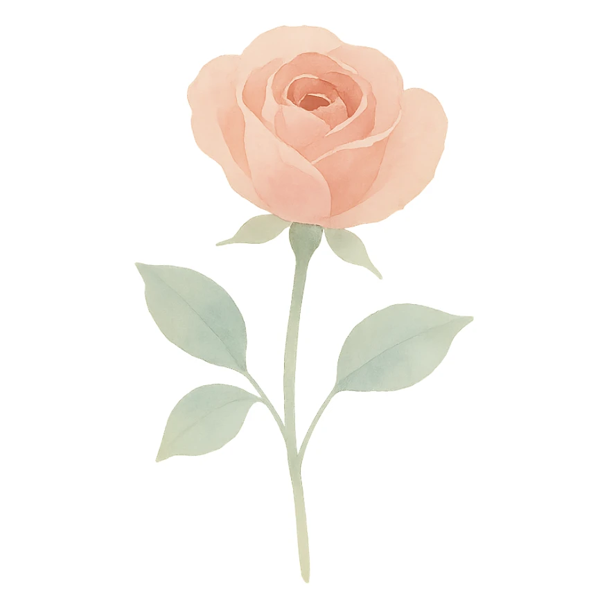 a single rose in bloom, elegant and classic, watercolor style sticker