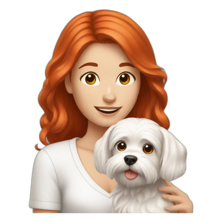 Red-haired girl with Maltese dog sticker