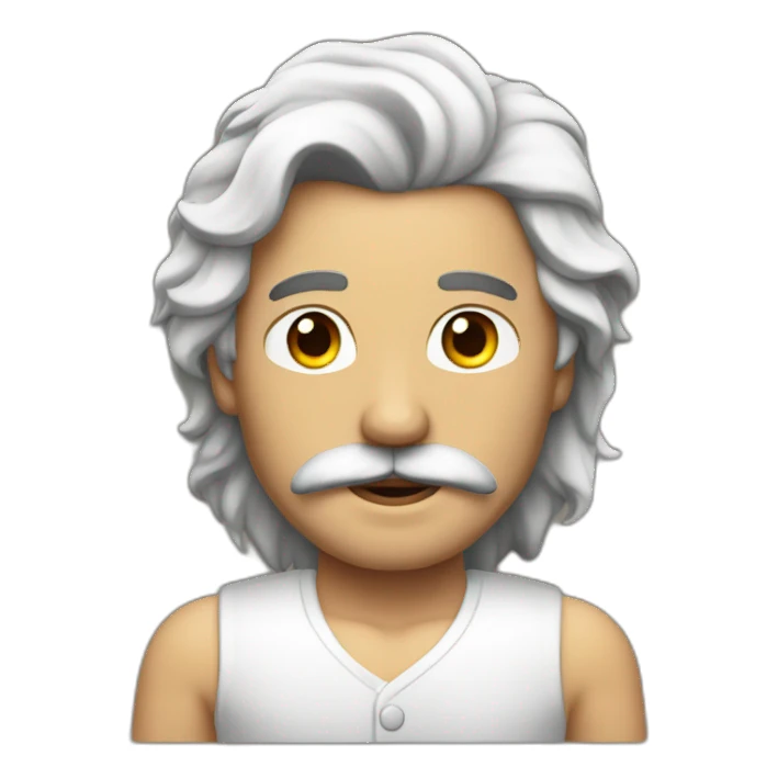 MAN WITH MUSTACHE AND LONG BLACK WAVY HAIR AND WHITE VEST TOP sticker