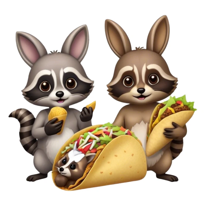 raccoon and bunny eating taco bell sticker