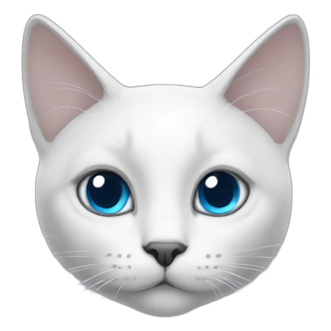 White cat with gray nose and gray ears, blue eyes sticker