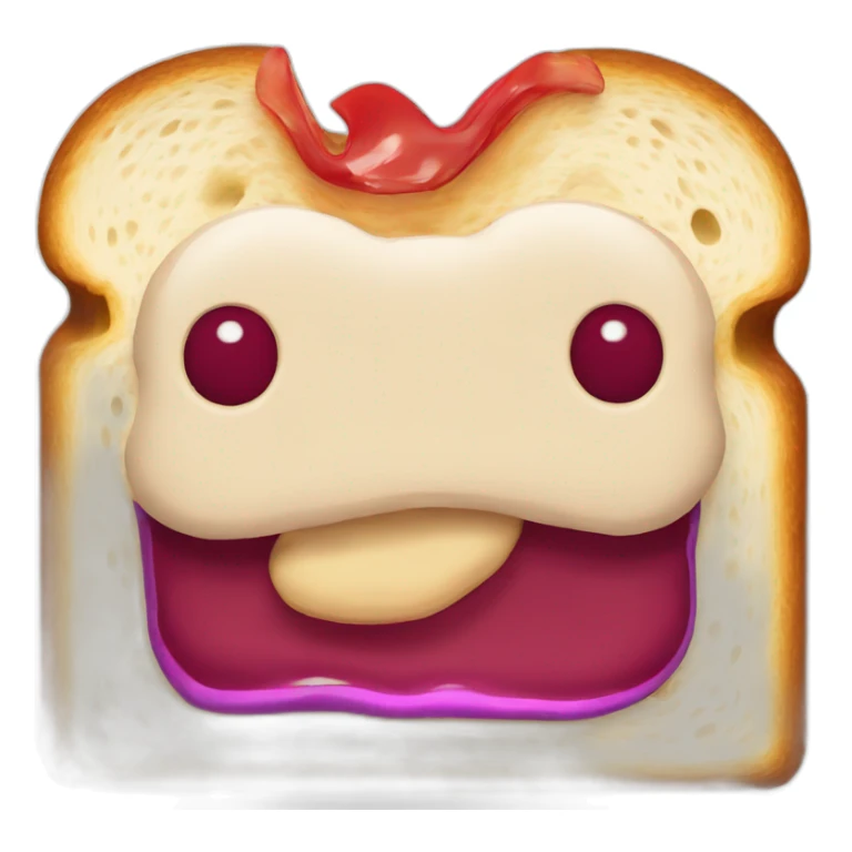 cross section of a pb&j sandwish with a face sticker