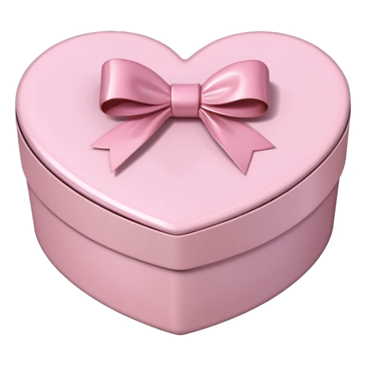 pale pink heart box, pale pink bow, filled with chocolates inside sticker
