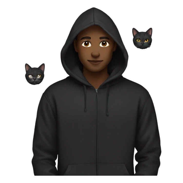 black hoodie with cats sticker