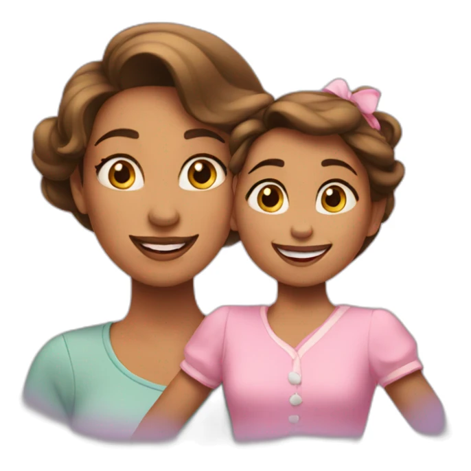 Mother and daughter in disney sticker