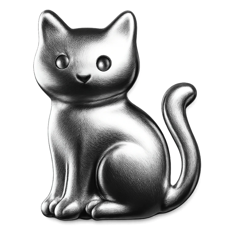 icon of a cat with shiny metallic chrome finish sticker