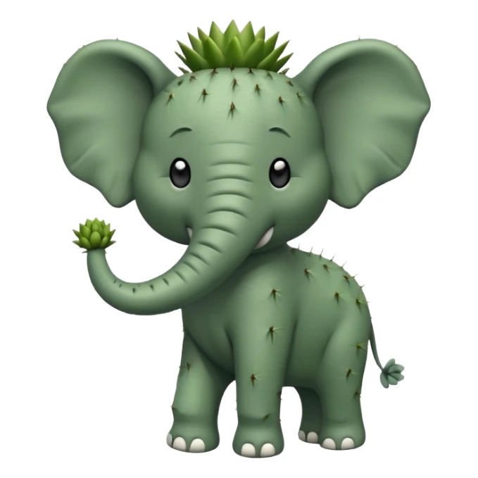 A cactus with an elephant shape with an elephant head that is not a cactus sticker