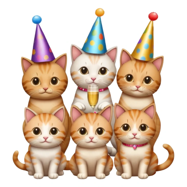 3 cats and a kitten at a birthday party sticker