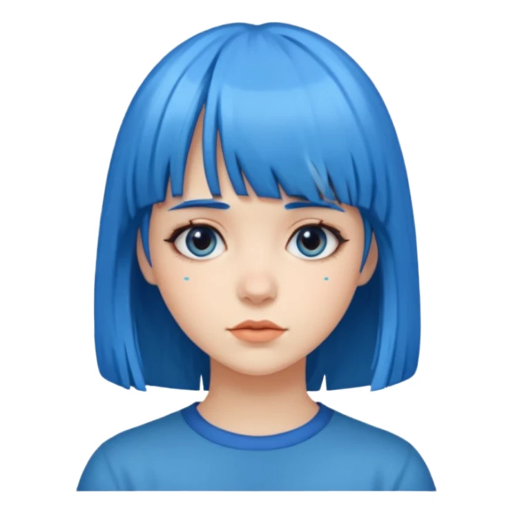 girl with bangs and blue hair sticker