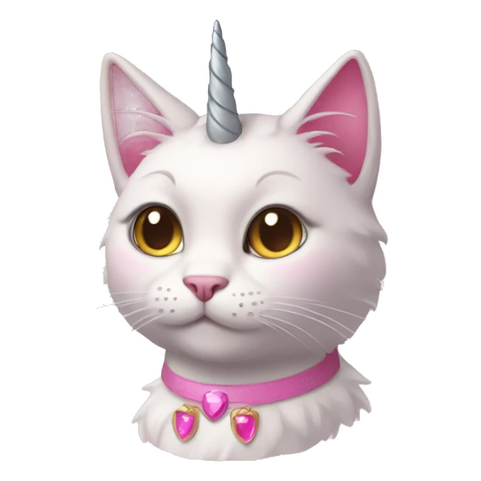 Pink princess cat with unicorn horn sticker