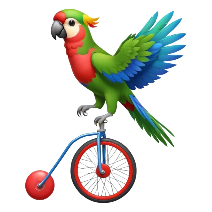 a circus parrot that turns the ball on a unicycle sticker