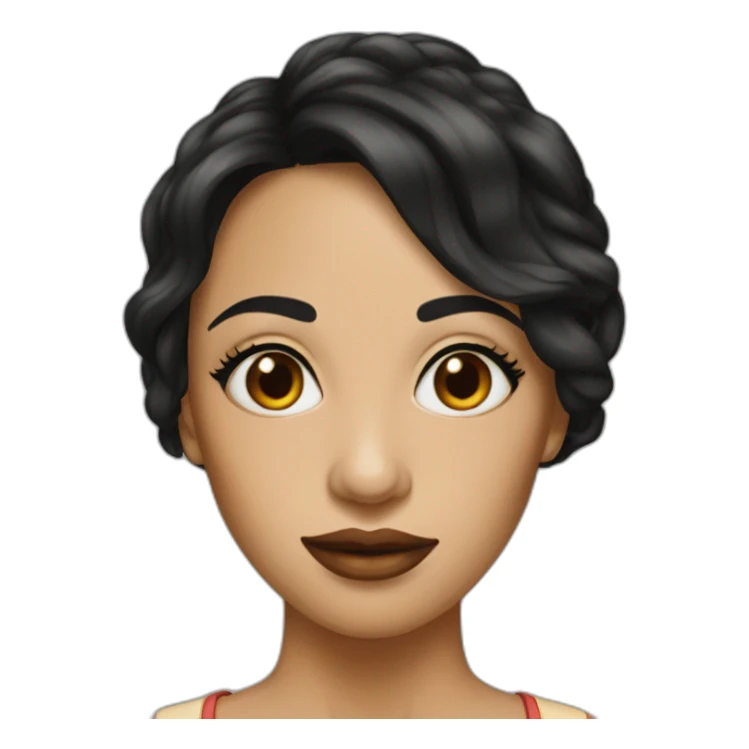 a woman with thin lips black hair sticker