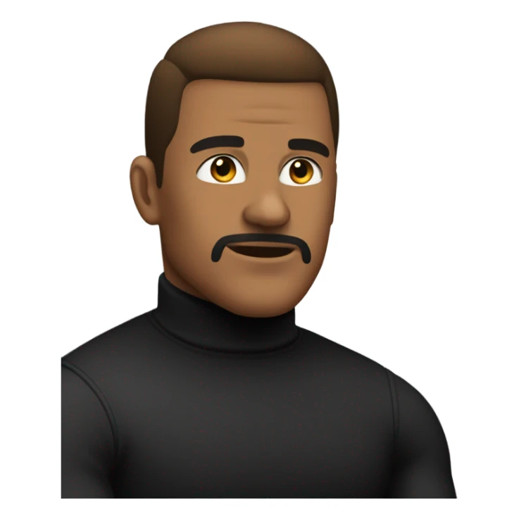 muscle fit black turtleneck shirt sitting in chair sticker