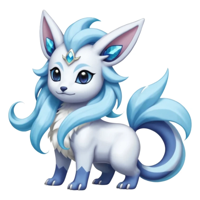 Fluffy floofy furry scaly cute elegant pristine beautiful precious pretty Primarina-Glaceon-Absol-Suicune-Amaura-Dialga-fusion sticker