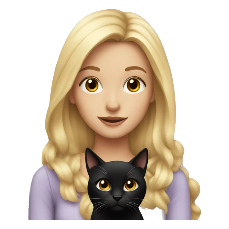 Blonde girl with a black cat  sticker