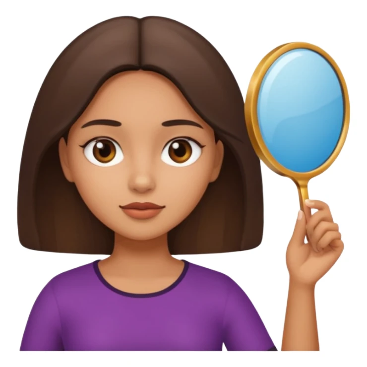 latin girl looking at herself with a hand mirror sticker