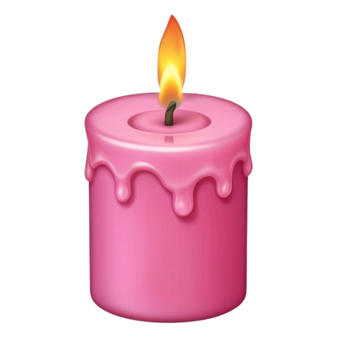 Draw a pink candle with a flame on it that looks 5 degrees tilted from a bird's eye view. sticker
