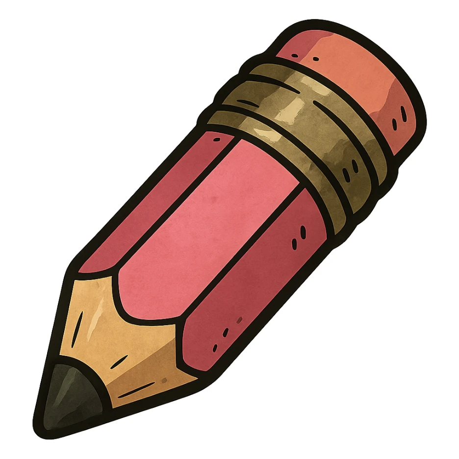 bold ghibli style icon of a pink pencil sticker