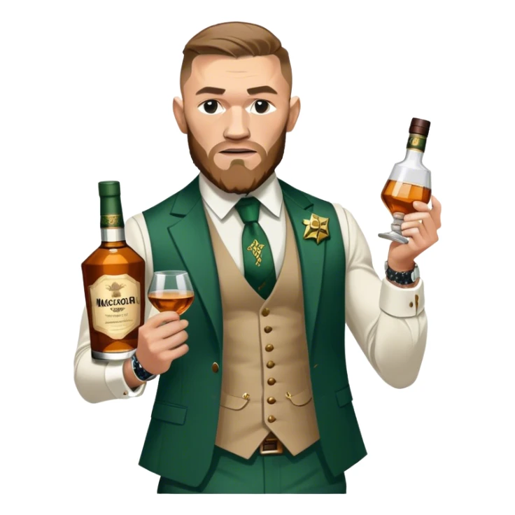 Conor mcreggor in the octagon with whiskey sticker