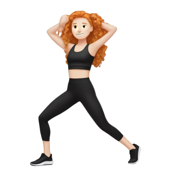 Ginger girl in black gym fit stretching  sticker